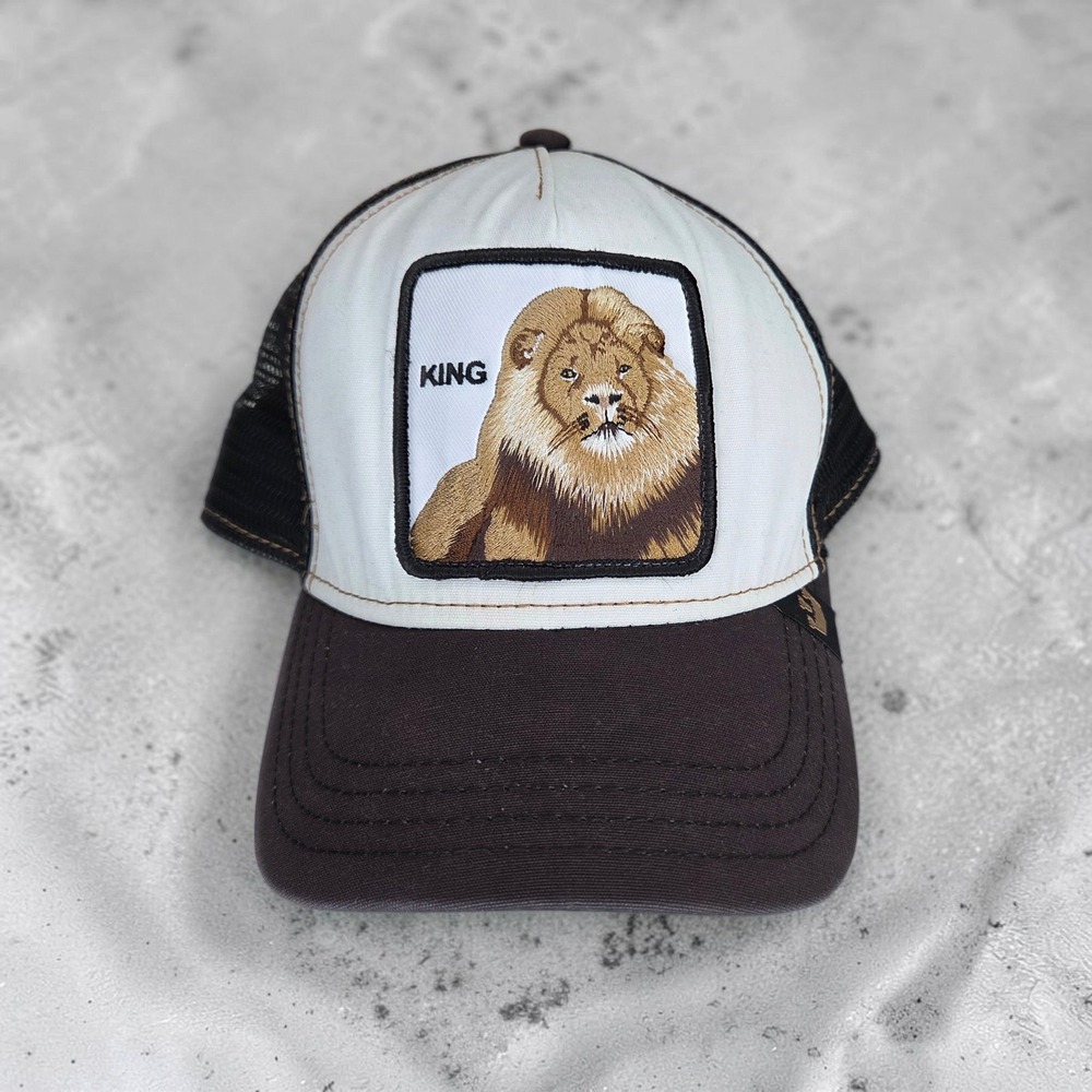 Goorin Bros The Farm King Lion Brown White Mesh Snapback Trucker Hat Hat
